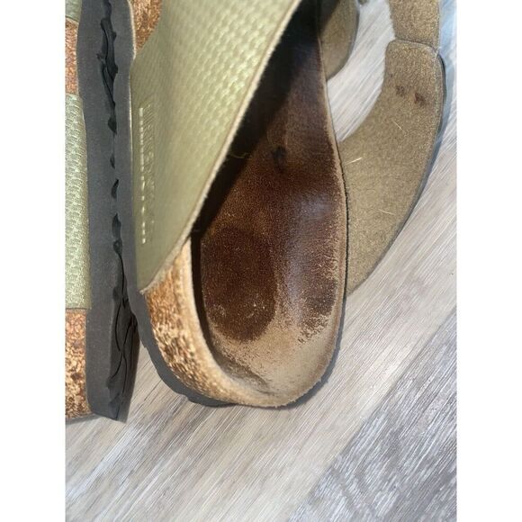 Birkenstock Leather Sandals Size 8W WoMens Green Color Double Buckle READ - Picture 12 of 14